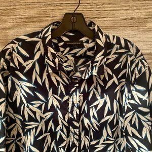 Modern tropical bamboo print camp shirt